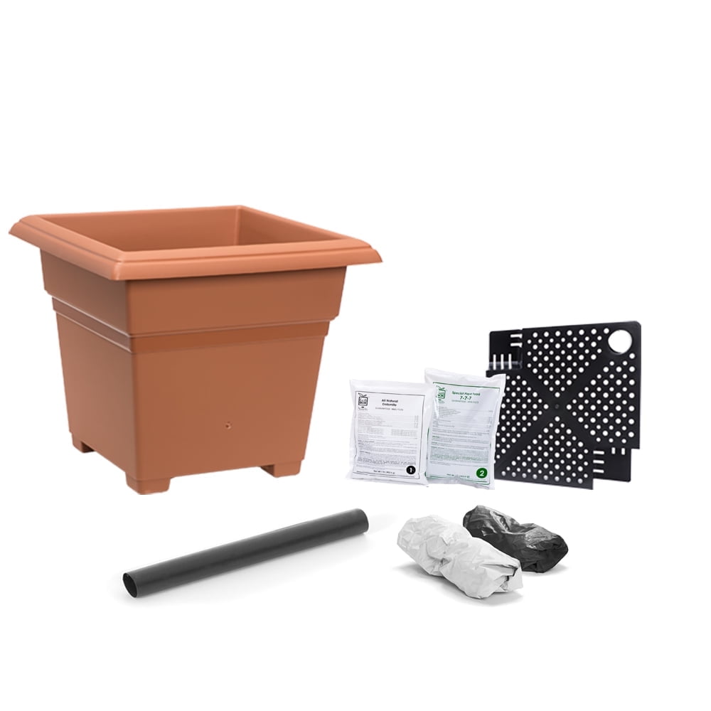 Terracotta Square Self-Watering Outdoor Planter Box Kit