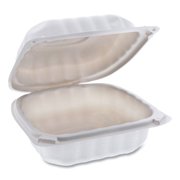 EarthChoice 6 in. x 6 in. x 3.1 in. Microwaveable Hinged Lid Containers - White 400/Carton