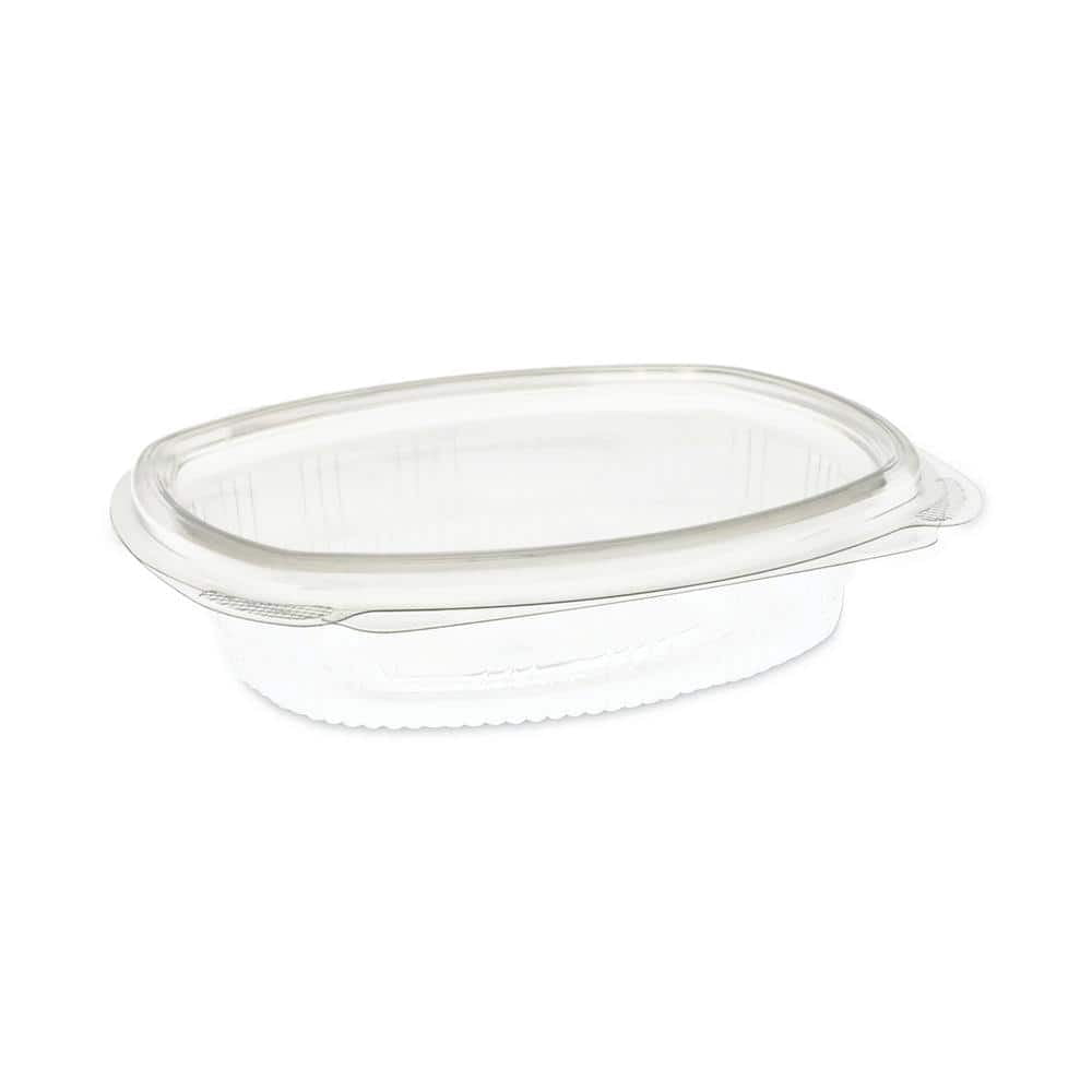 EarthChoice 8 oz. Clear Plastic Recycled PET Hinged Container, 4.92 x 5 ...