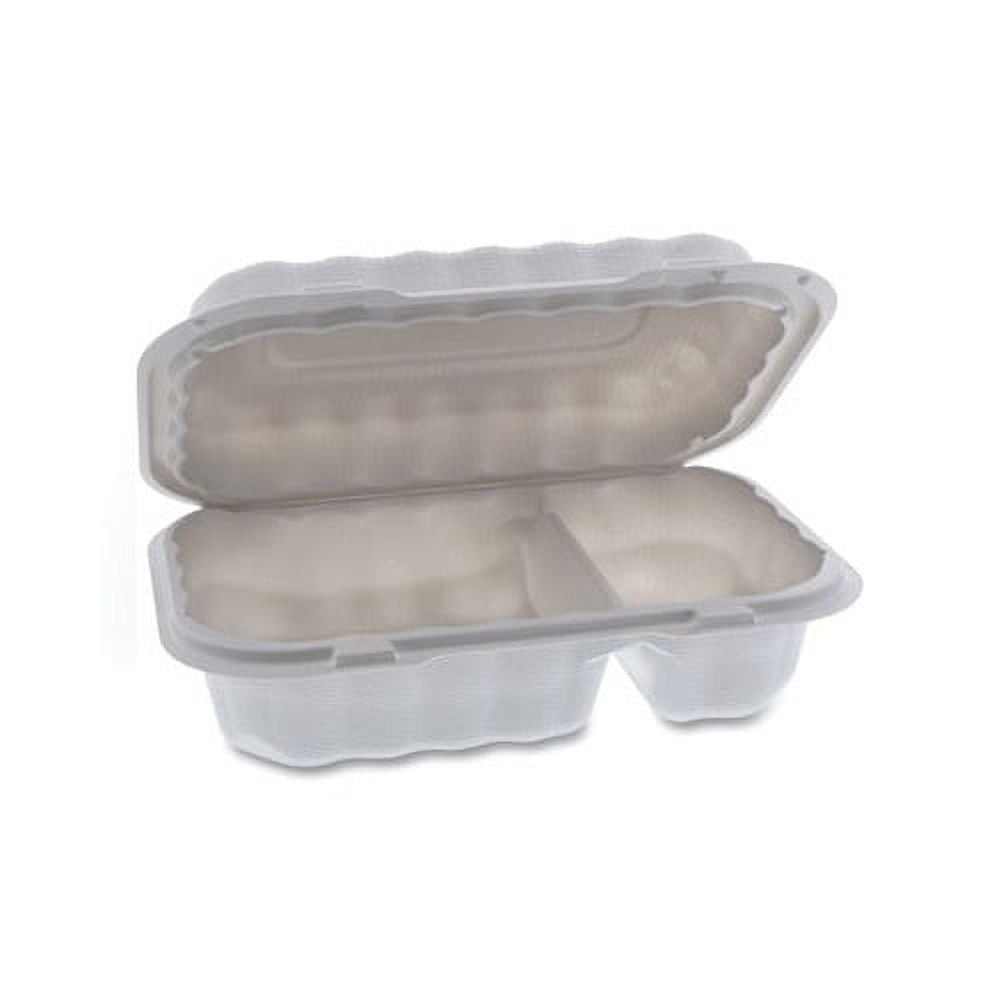 EarthChoice SmartLock Microwavable MFPP Hinged Lid Container, 2-Compartment, 9 x 6 x 3, White, Plastic, 270/Carton EarthChoice SmartLock Microwavable MFPP Hinged Lid Container, 2-Compartment, 9 x 6 x 3, White, Plastic, 270/Carton