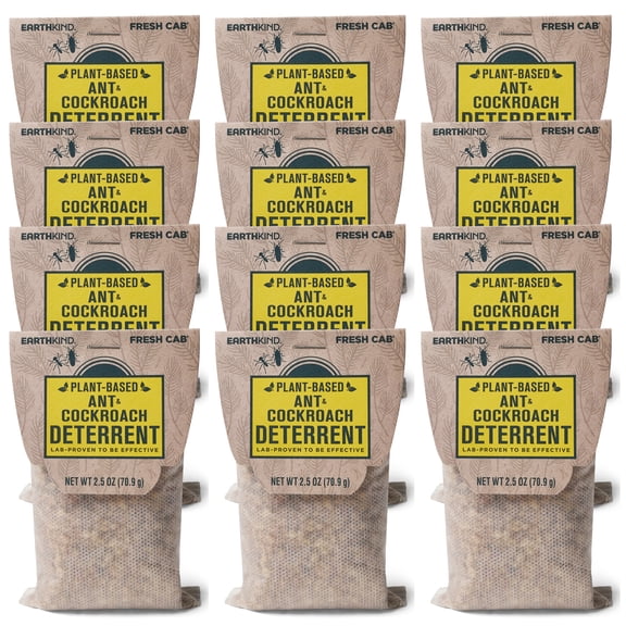 EarthKind Fresh Cab Ant & Cockroach Deterrent Pouches - Indoor Botanical Pest Control - Safe for Kids & Pets When Used as Directed - Made with Peppermint Essential Oil - New Packaging - 12-Pack