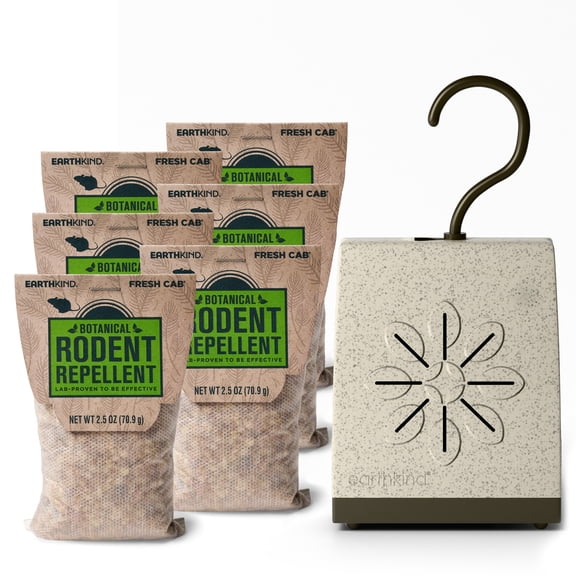 EarthKind Fresh Cab Rodent Repellent & Pouch Pod - Botanical Rodent & Mouse Repellent - Made with Plant Fibers & Essential Oils - New Packaging - 6-Pack, 1 Pouch Pod