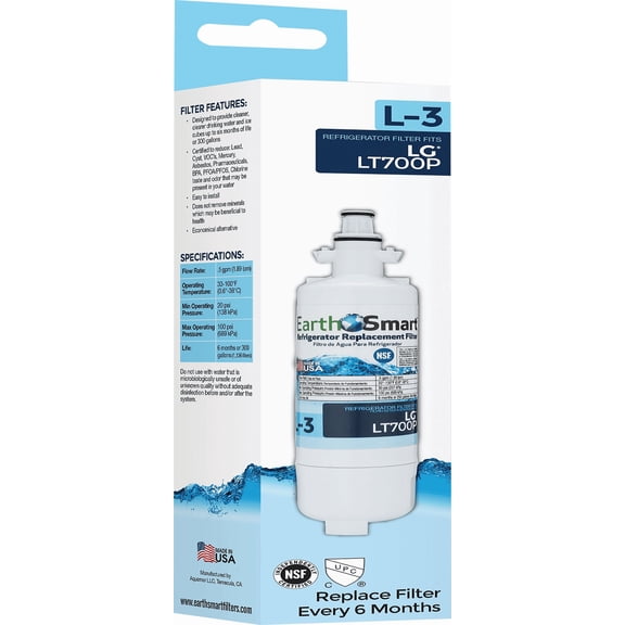 EarthSmart L3 Refrigerator Replacement Water Filter - Single Pack  Residential Use, Standard Application