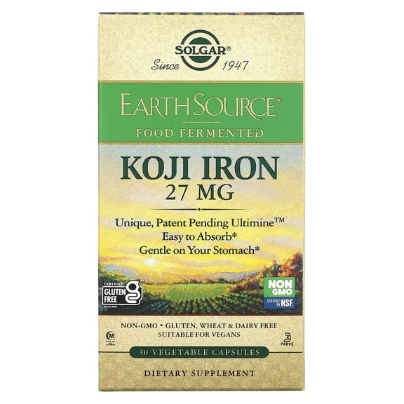 EarthSource Food Fermented, Koji Iron, 27 mg, 30 Vegetable Capsules, Solgar