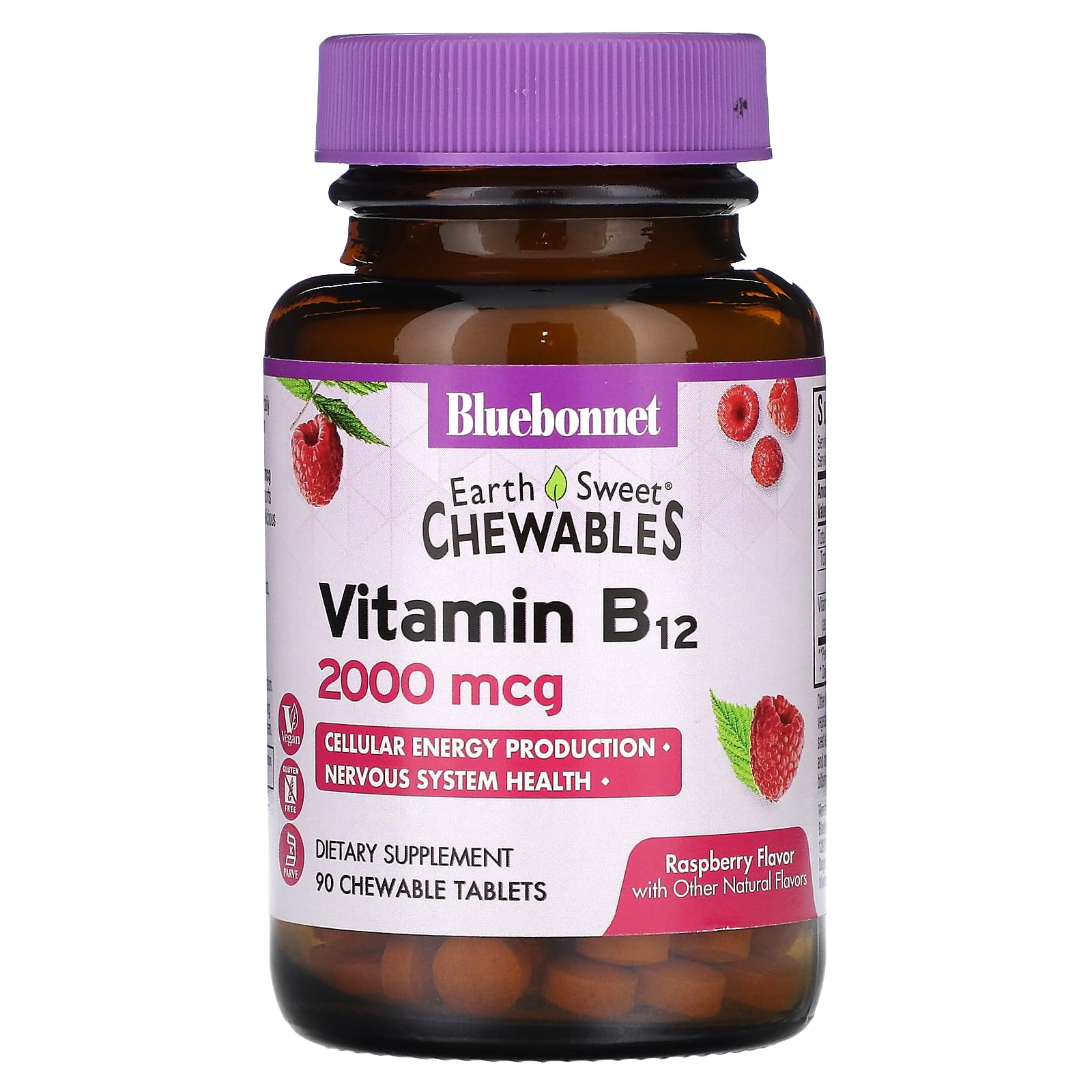 EarthSweet Chewables, Vitamin B12, Raspberry , 2,000 mcg, 90 Chewable