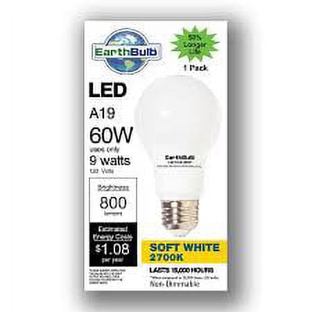 EarthTronics LED A19 60W uses only 9.5watts 120volts