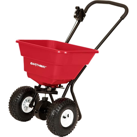 EarthWay 2050P 80lb Broadcast Spreader, Pre-Assembled Lawn Fertilizer & Seed Spreader, Rustproof Poly Hopper, Adjustable Drop Rate