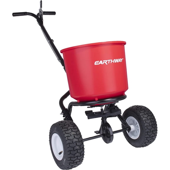 EarthWay 2600A-PLUS Fertilizer Spreader, 40lb Hopper Capacity, Red, Durable, All Terrain Pneumatic Tires, Rust-Proof Polypropylene, Epoxy Coated Steel Frame