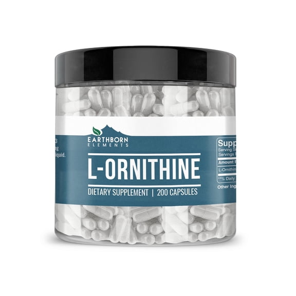 Earthborn Elements 200 Capsules L-Ornithine HCl, Amino Acid, Protein Synthesis