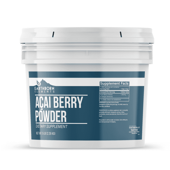 Earthborn Elements Acai Berry Powder, Gluten-Free, Resealable BPA-Free Bucket