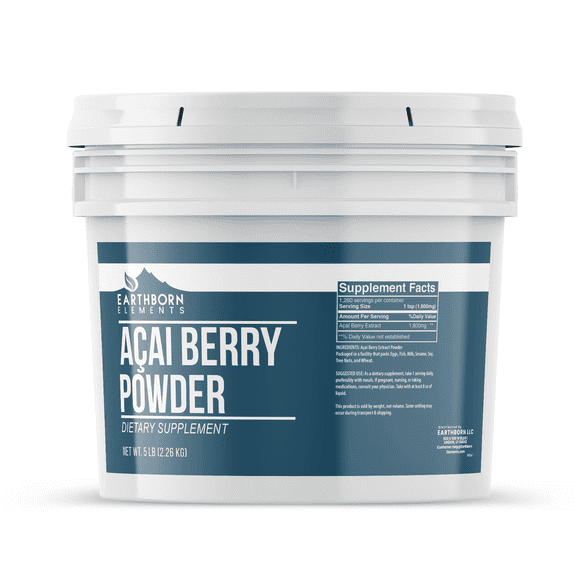 Earthborn Elements Acai Berry Powder, Gluten-Free, Resealable BPA-Free Bucket
