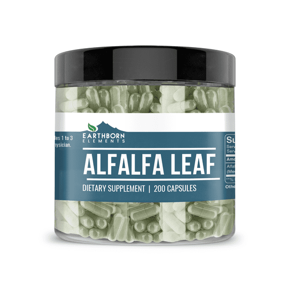 Earthborn Elements Alfalfa Leaf 200 Capsules, Pure & Undiluted, No Additives