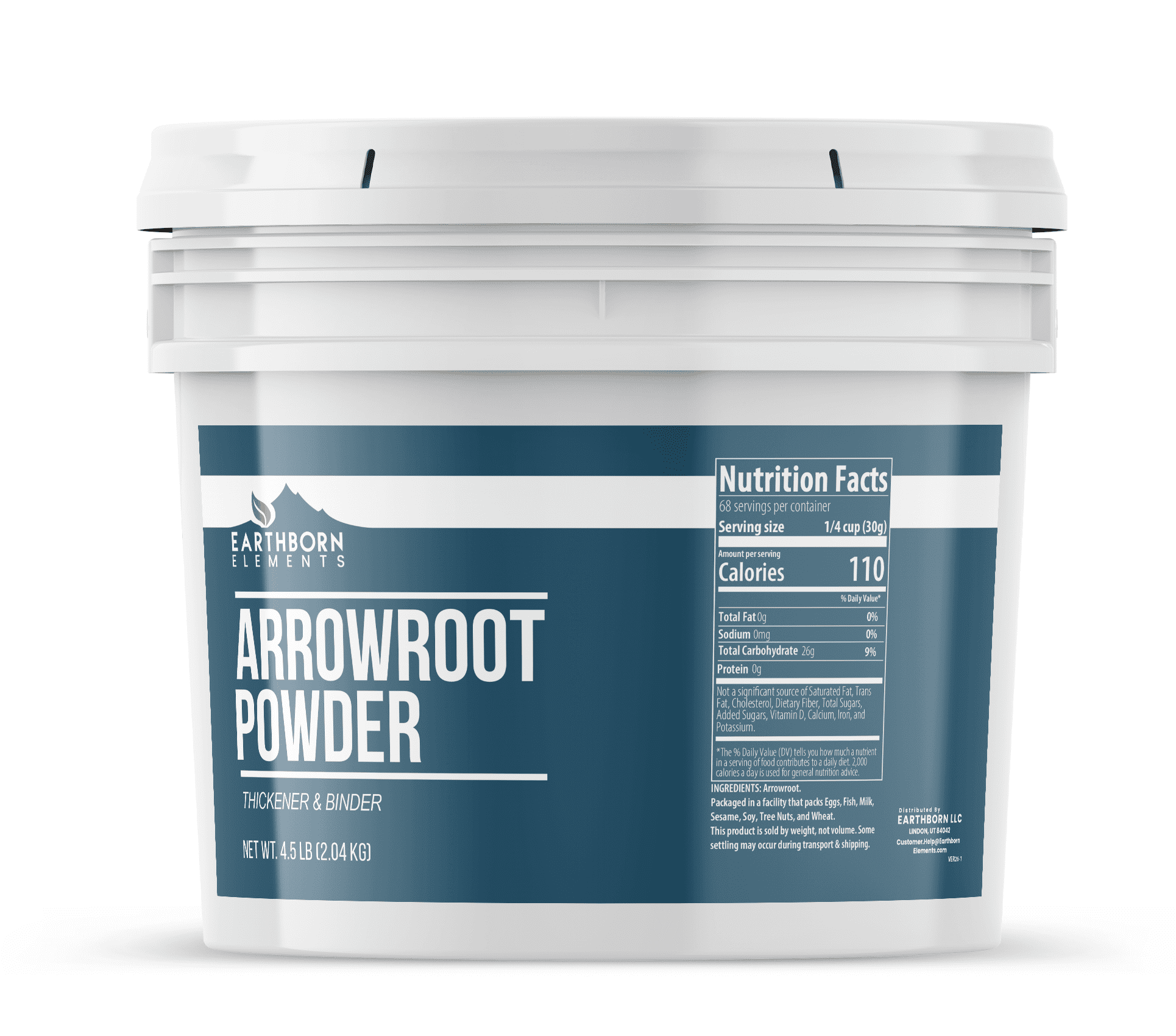 Earthborn Elements Arrowroot Powder 1 Gallon, Thickener & Binder, Corn Starch Alternative