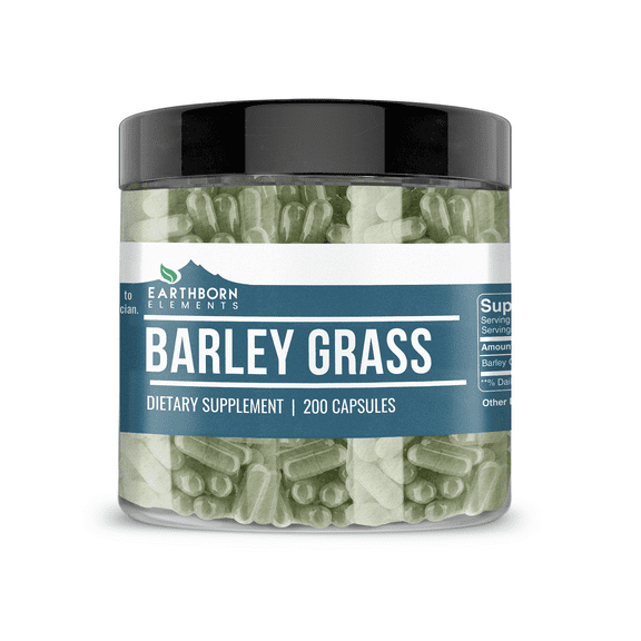 Earthborn Elements Barley Grass 200 Capsules, Pure & Undiluted, No Additives