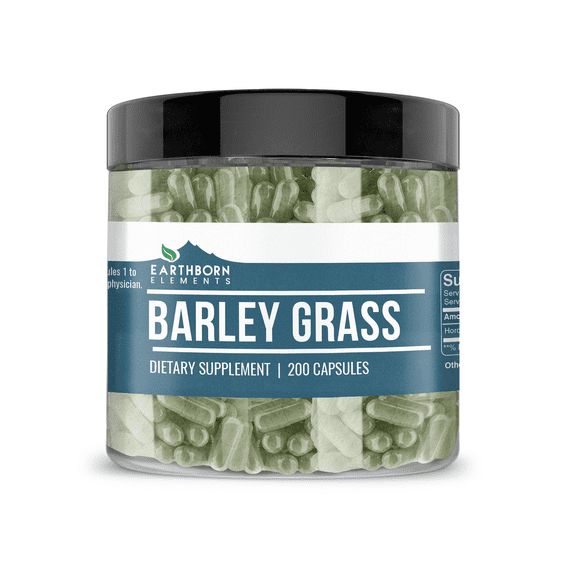 Earthborn Elements Barley Grass 200 Capsules, Pure & Undiluted, No Additives