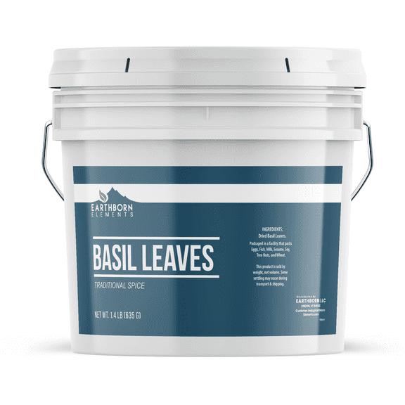 Earthborn Elements Basil Leaves 1 Gallon Bucket, Kitchen Staple, Aromatic & Versatile, Chopped