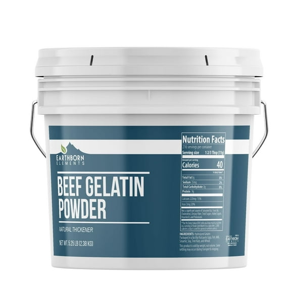 Earthborn Elements Beef Gelatin Powder 1 Gallon Bucket, Thickener, Home Cooking