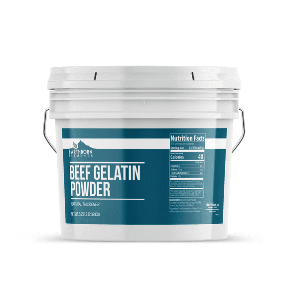 Earthborn Elements Beef Gelatin Powder 1 Gallon Bucket, Thickener, Home Cooking