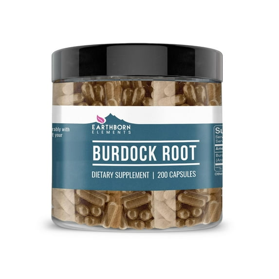Earthborn Elements Burdock Root 200 Capsules, Pure & Undiluted, No Additives