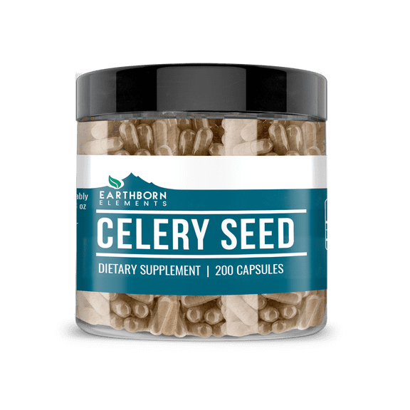 Earthborn Elements Celery Seed 200 Capsules, Pure & Undiluted, No Additives