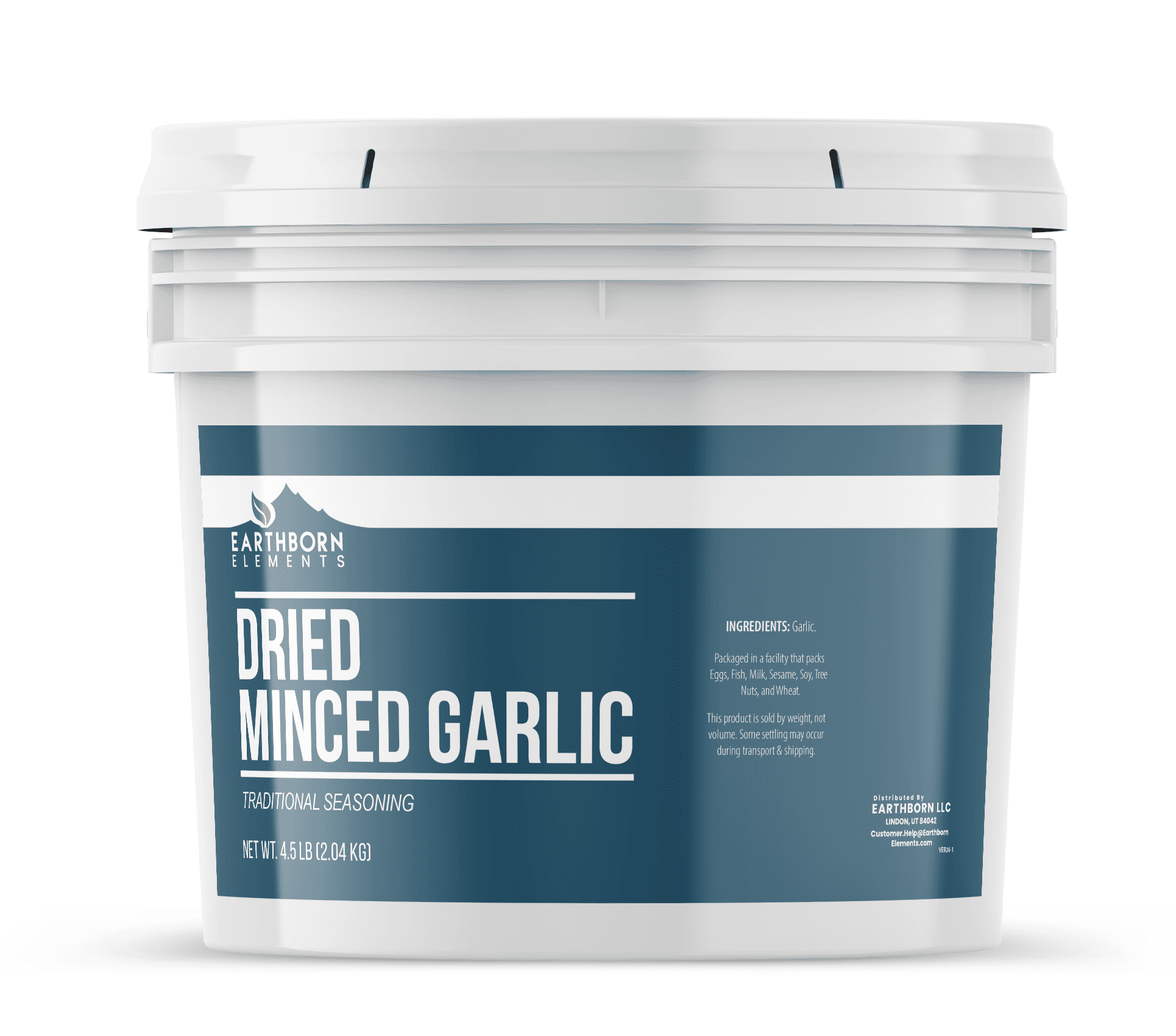 Earthborn Elements Dried Minced Garlic 1 Gallon Bucket, Kitchen Staple, Bulk Seasoning 72 Ounce