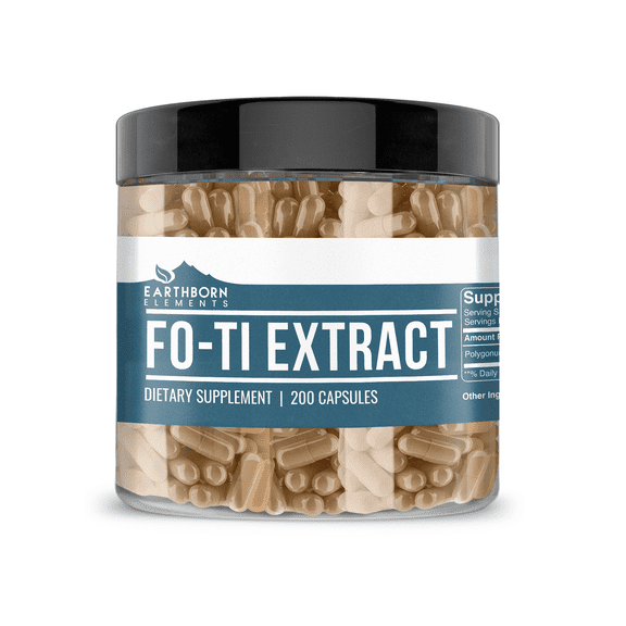 Earthborn Elements Fo-Ti Extract 200 Capsules, Pure & Undiluted, No Additives