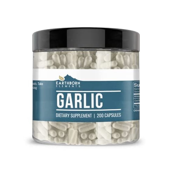 Earthborn Elements Garlic 200 Capsules, Pure & Undiluted, No Additives