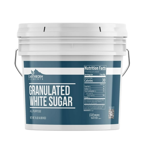 Earthborn Elements Granulated White Sugar 1 Gallon Bucket, Baking and Kitchen Staple, Non GMO