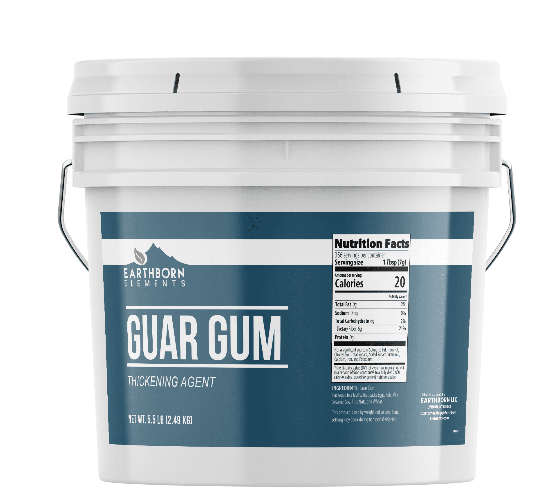 Earthborn Elements Guar Gum Powder, 1 Gallon, Gluten-Free Food Thickener & Binder, Baking, Resealable Bucket