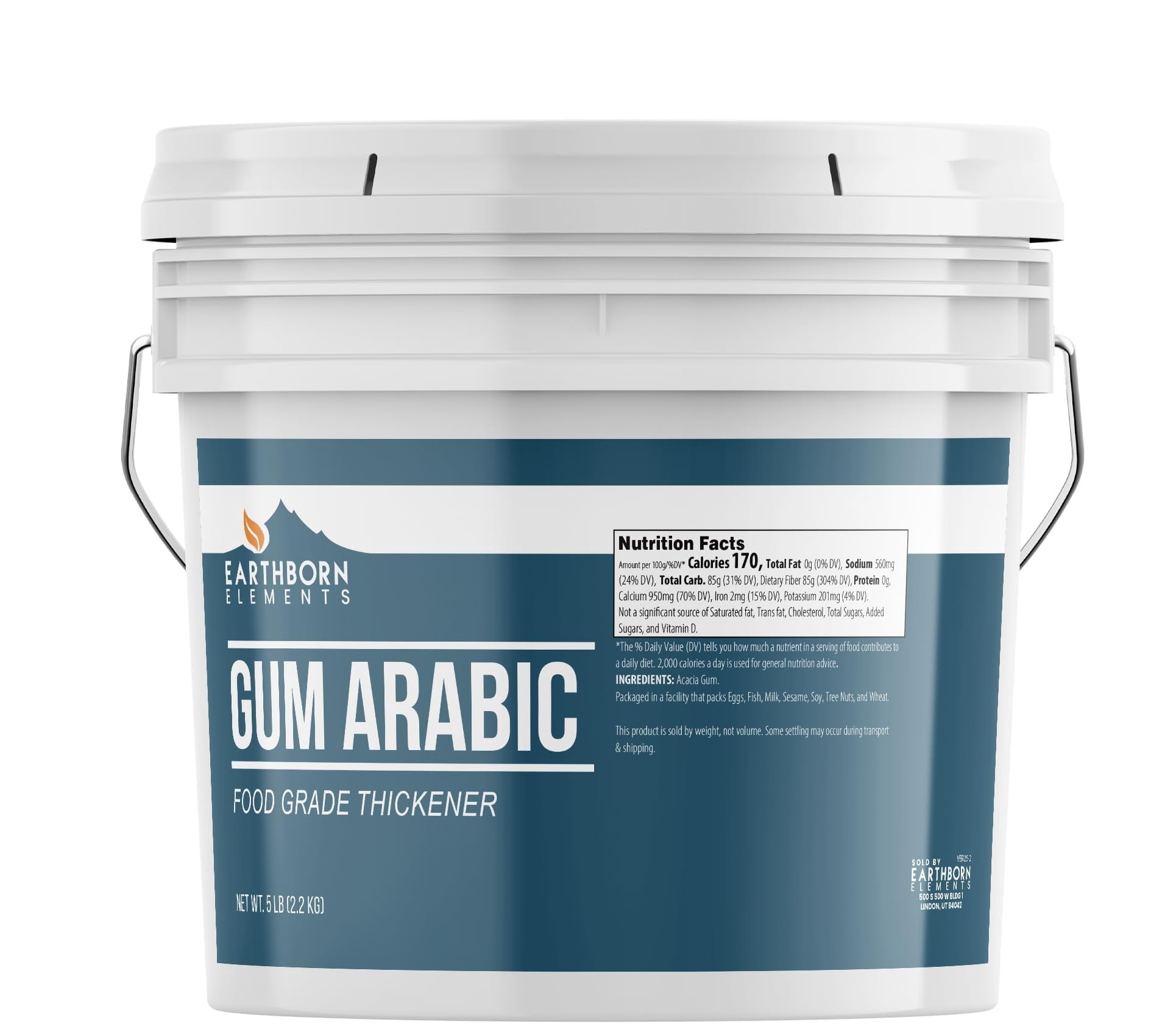Earthborn Elements Gum Arabic 2 Gallon Bucket, Acacia, Multitude of Uses, Resealable Bucket