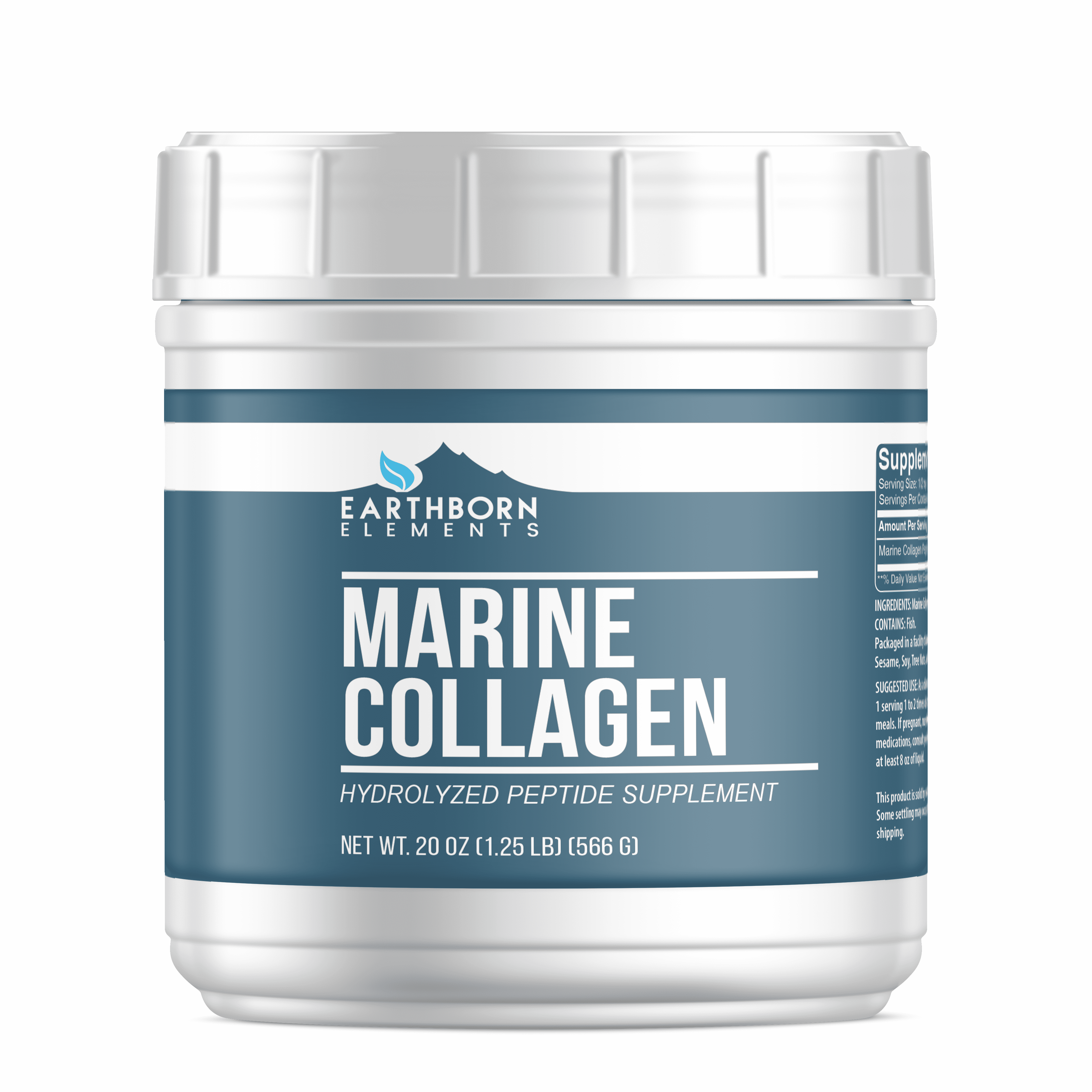 Earthborn Elements Hydrolyzed Marine Collagen Peptides Powder 1.25 lb, Pure & Undiluted, Dietary Supplement