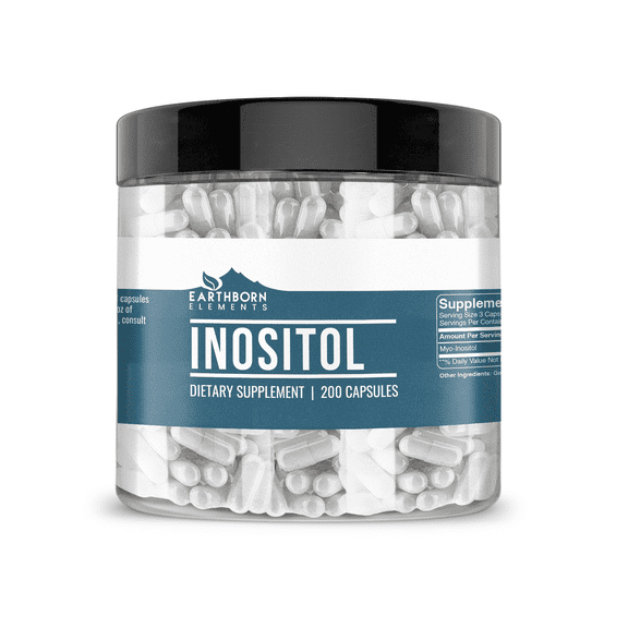 Earthborn Elements Inositol 200 Capsules, Pure & Undiluted, No Additives