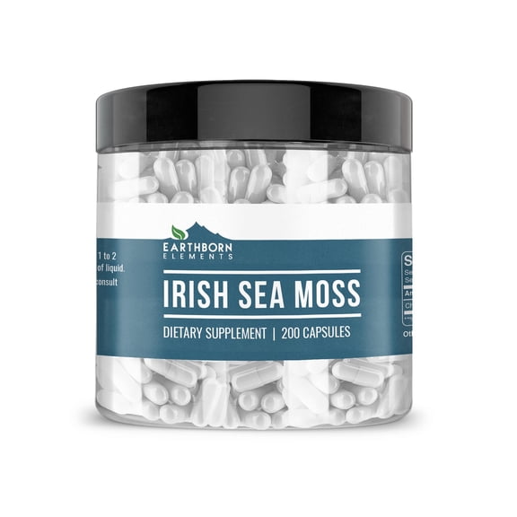 Earthborn Elements Irish Sea Moss 200 Capsules, Pure & Undiluted, No Additives