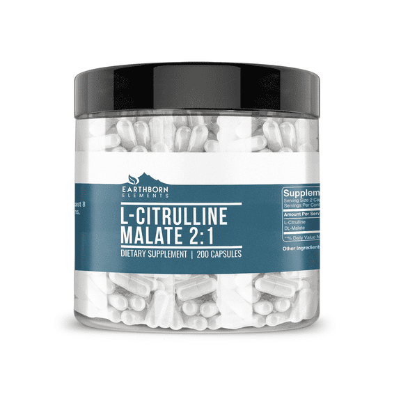 Earthborn Elements L-Citrulline DL-Malate 2:1, 200 Capsules, Pure & Undiluted, No Additives