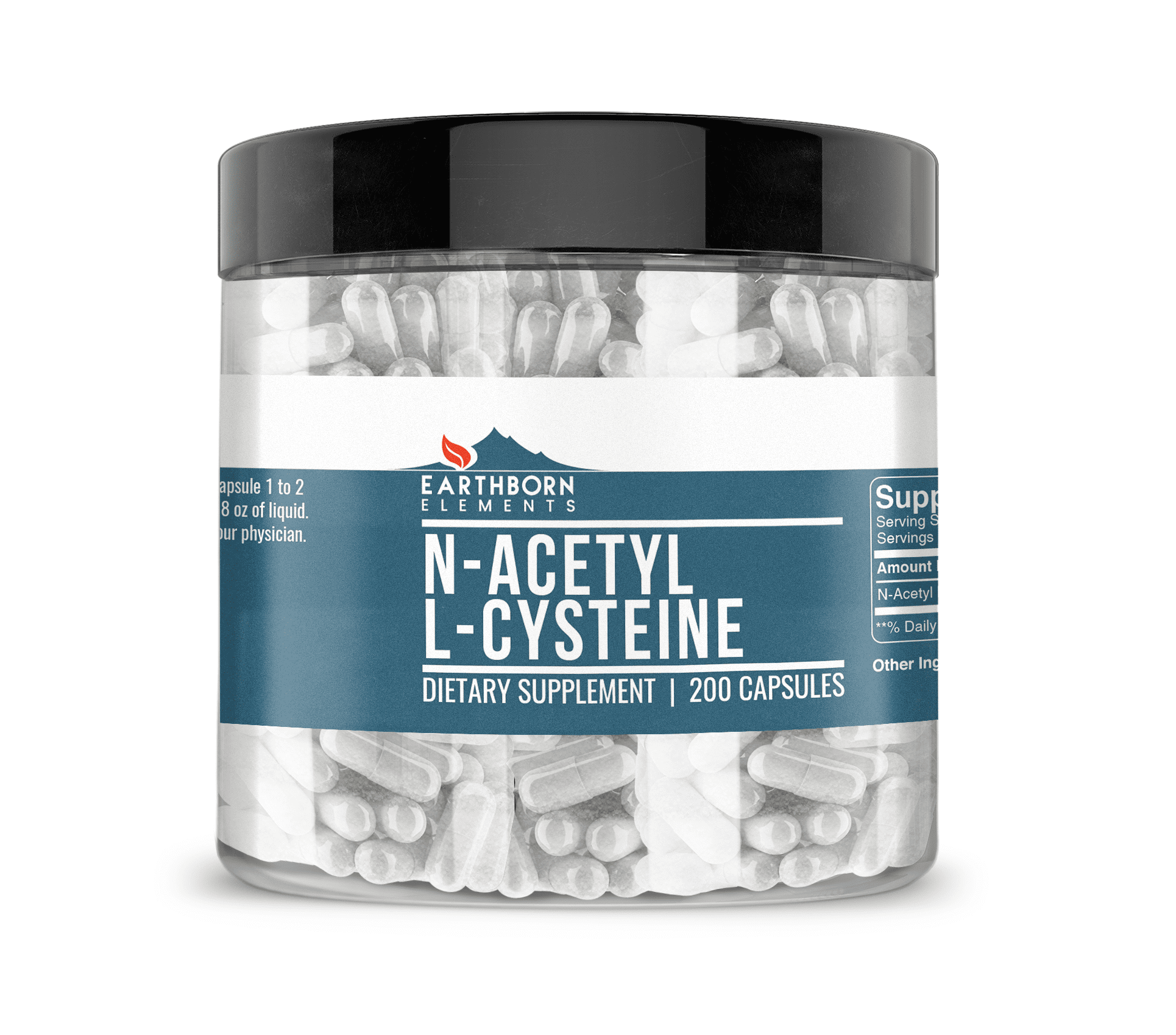 Earthborn Elements NAC N-Acetyl L-Cysteine 200 Capsules, Pure ...