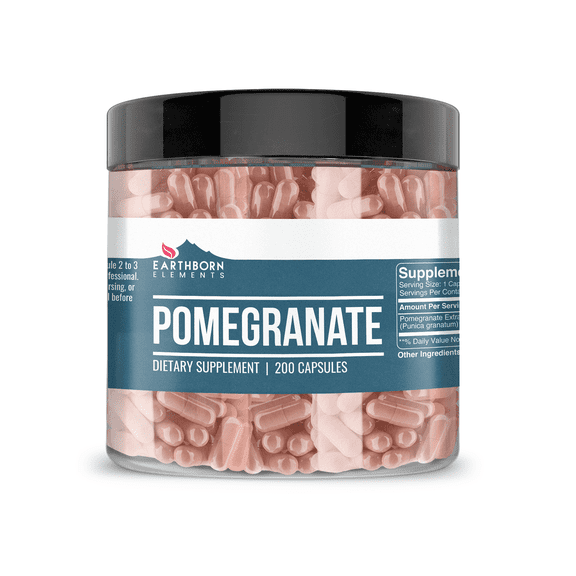 Earthborn Elements Pomegranate 200 Capsules, Pure & Undiluted, No Additives
