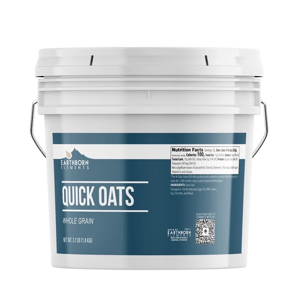 Earthborn Elements Quick Oats 1 Gallon, Bulk Size, Quick Breakfast, Whole Grain Oats