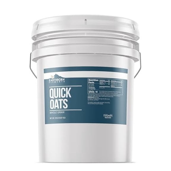 Earthborn Elements Quick Oats 5 Gallon Bucket, Bulk Size, Quick Breakfast, Whole Grain Oats