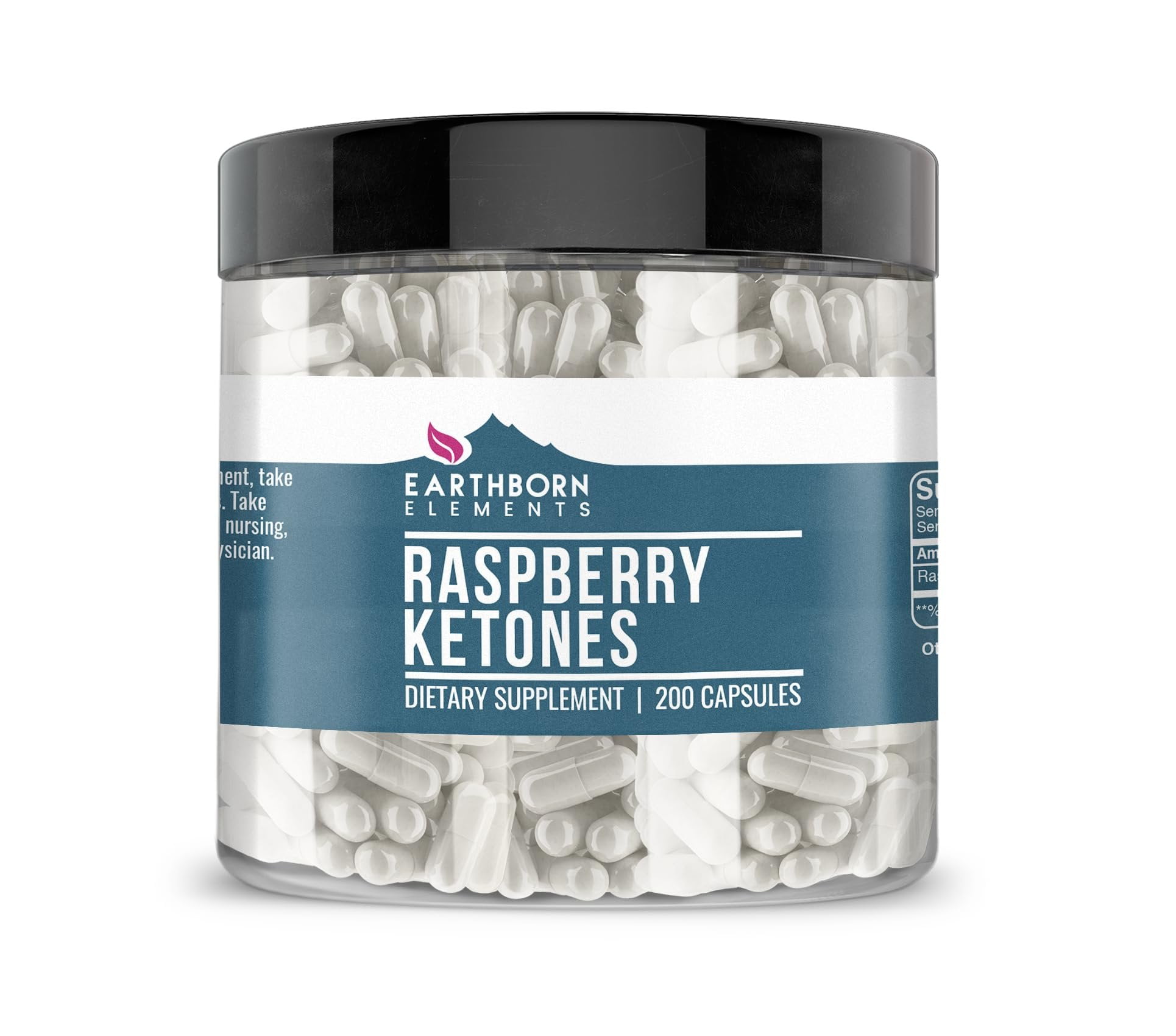 Earthborn Elements Raspberry Ketones 200 Capsules, Pure & Undiluted, No Additives