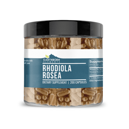Earthborn Elements Rhodiola Rosea Root Extract 200 Capsules, Pure & Undiluted, No Additives