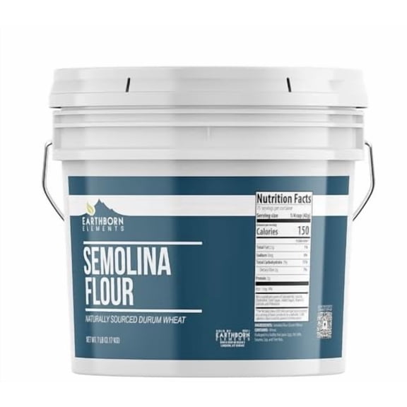 Earthborn Elements Semolina Flour 1 Gallon For Making Pasta & Couscous, Pizza & Bread Dough
