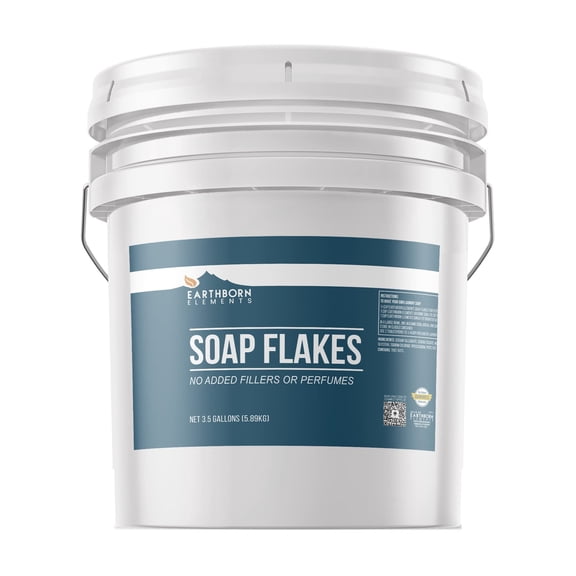 Earthborn Elements Soap Flakes 3.5 Gallon Bucket, Homemade Laundry Detergent, Tallow-Based, Unscented