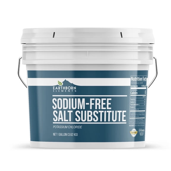 Earthborn Elements Sodium-Free Salt Substitute, 1 Gallon Bucket, Potassium Chloride, Salty Taste