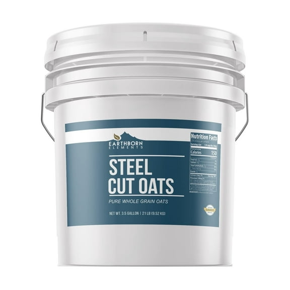 Earthborn Elements Steel Cut Oats, 3.5 Gallon Bucket, Also Called Irish Oatmeal, Breakfast, Resealable Bucket