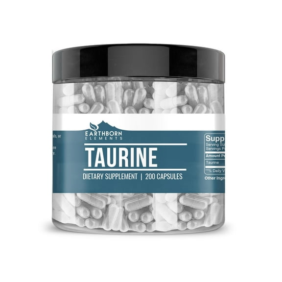 Earthborn Elements Taurine, 200 Capsules, Pure & Undiluted, No Additives