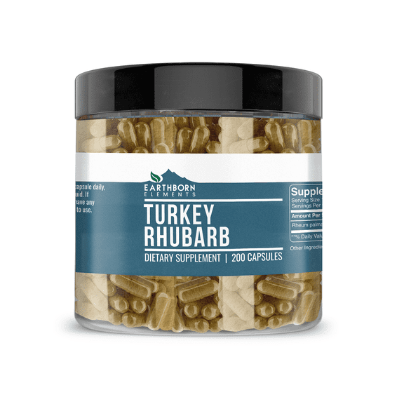 Earthborn Elements Turkey Rhubarb Extract 200 Capsules, Pure & Undiluted, No Additives