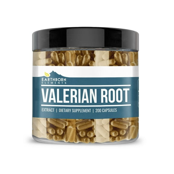 Earthborn Elements Valerian Root 200 Capsules, Pure & Undiluted, No Additives