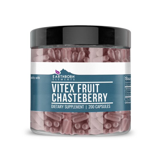 Earthborn Elements Vitex Chasteberry 200 Capsules, Pure & Undiluted, No Additives