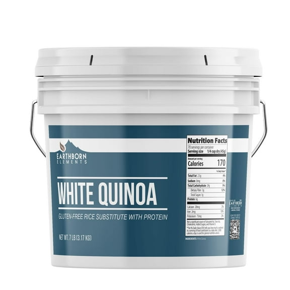 Earthborn Elements White Quinoa, 1 Gallon, Gluten-Free, Raw, Vegan, Packaged in a Resealable Bucket