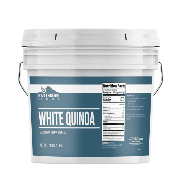 Earthborn Elements White Quinoa, 1 Gallon, Gluten-Free, Raw, Vegan, Packaged in a Resealable Bucket